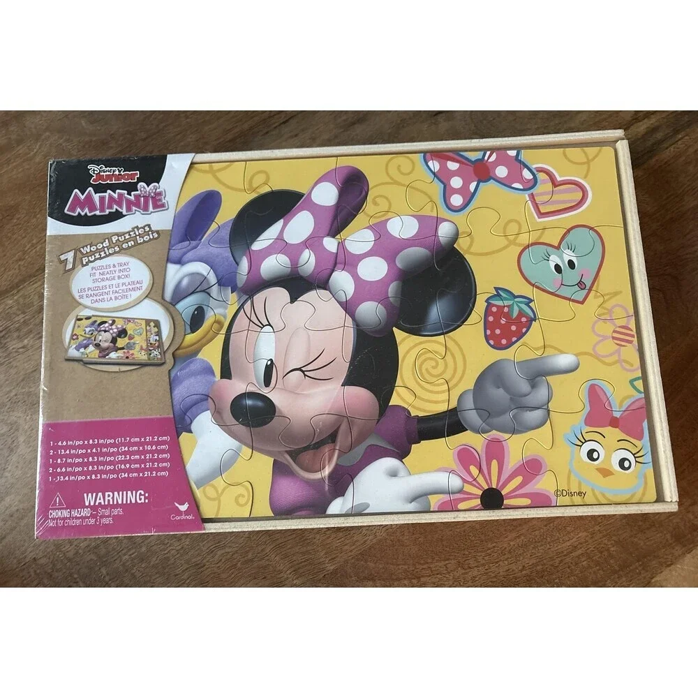 Cardinal Disney Junior Minnie Mouse 7 Wood Puzzles 12-24 Piece Multi-Color Tray